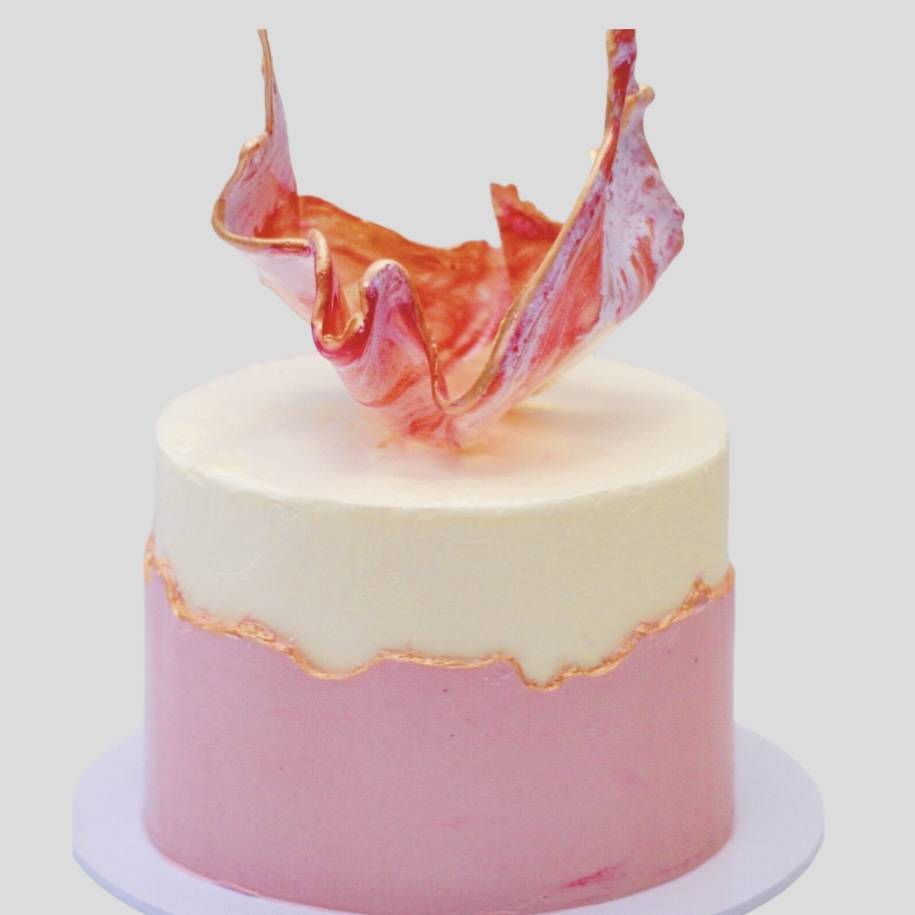 Pink fault-line bespoke wedding cake design, wedding cake delivery London