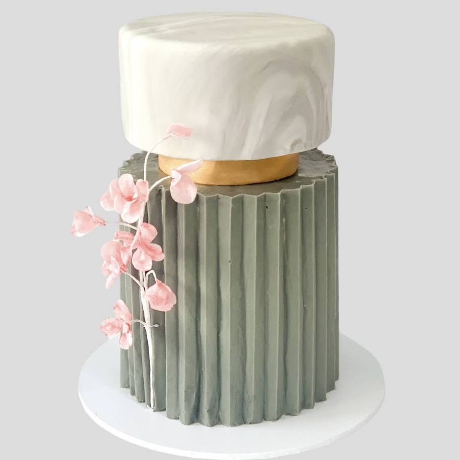 Grey marble elegant wedding cake, bespoke wedding cakes London